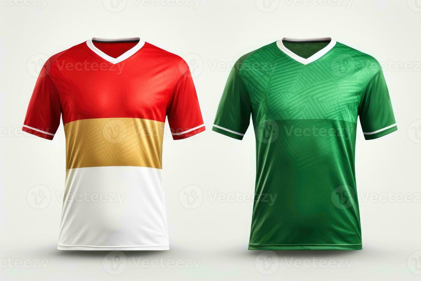 Mockup sports football team uniforms multicolors shirt, Generative AI illustration photo