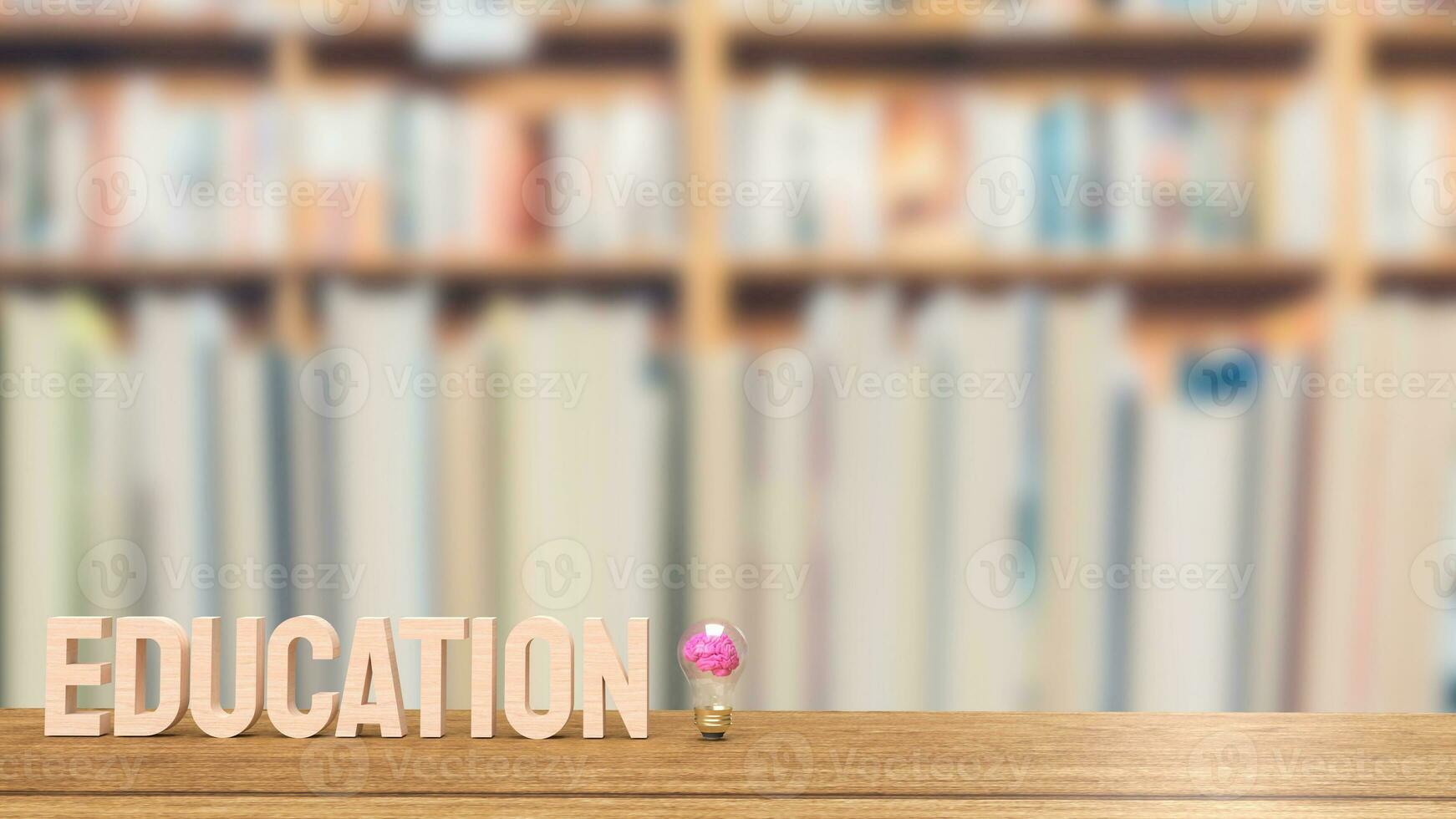 The brain in light bulb and eduction word 3d rendering photo