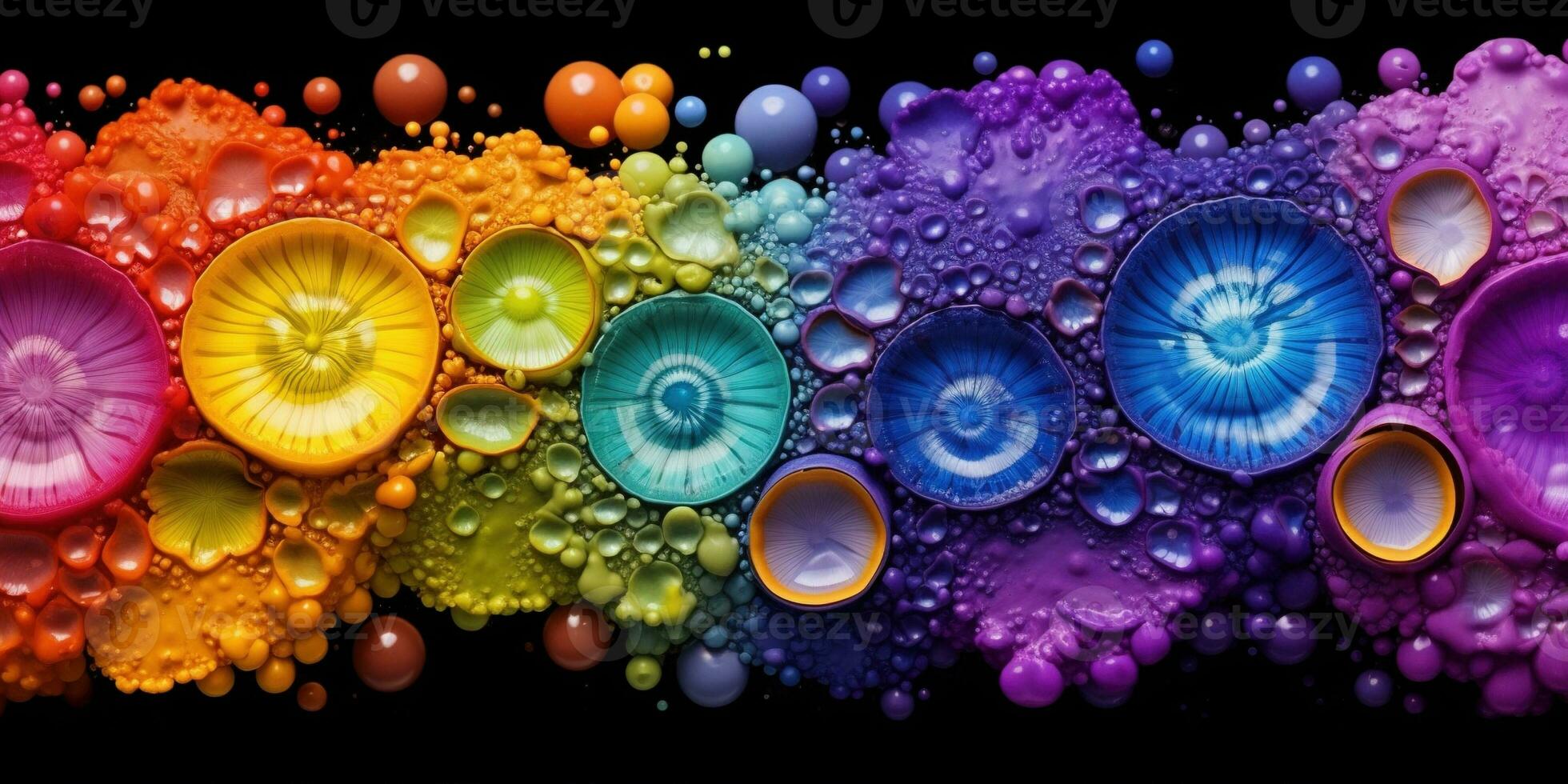 Generative AI, Macro close-up colorful paint background, rainbow colors photo