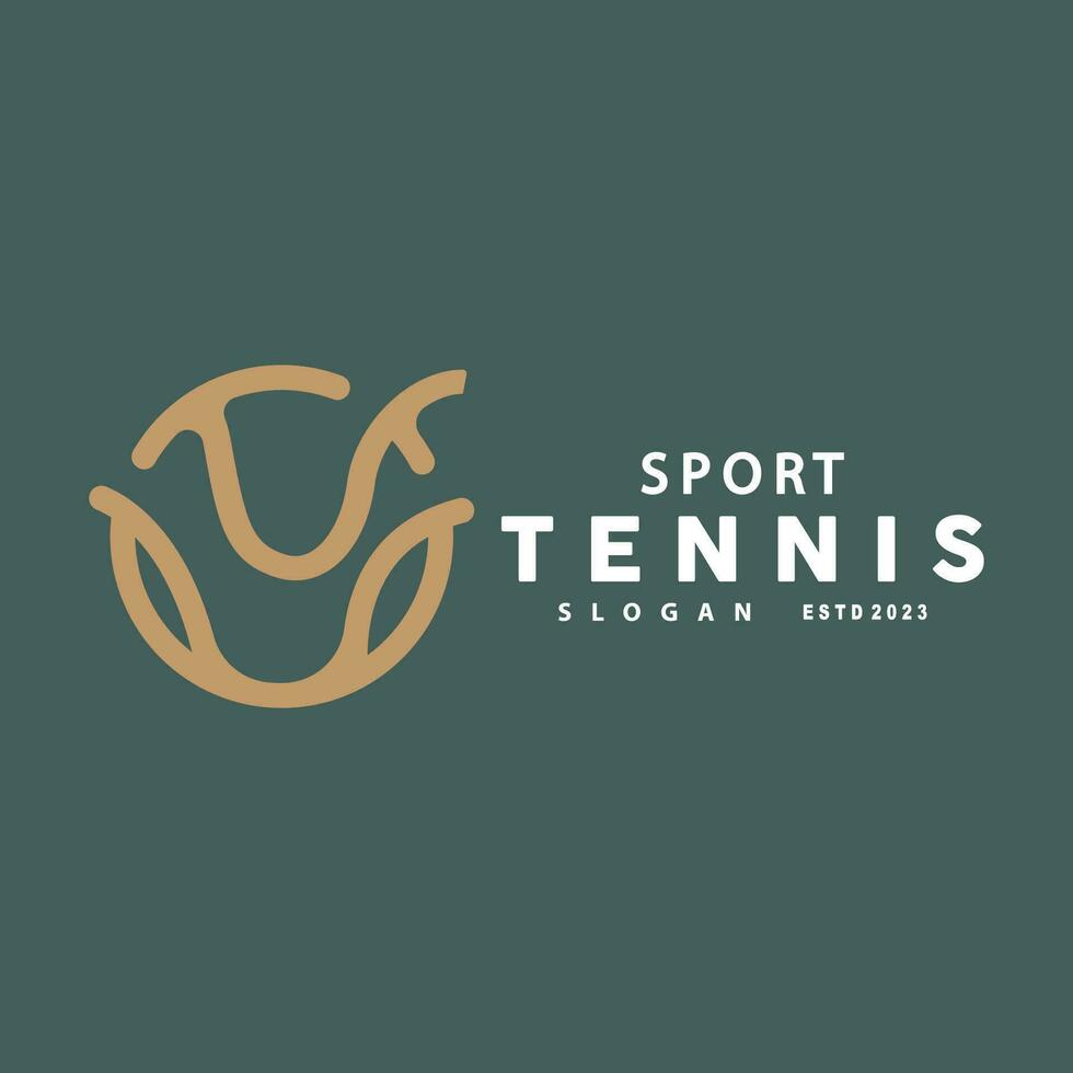 Tennis Logo Design, Tournament Sport, Ball And Racket Vector Simple Silhouette Illustration