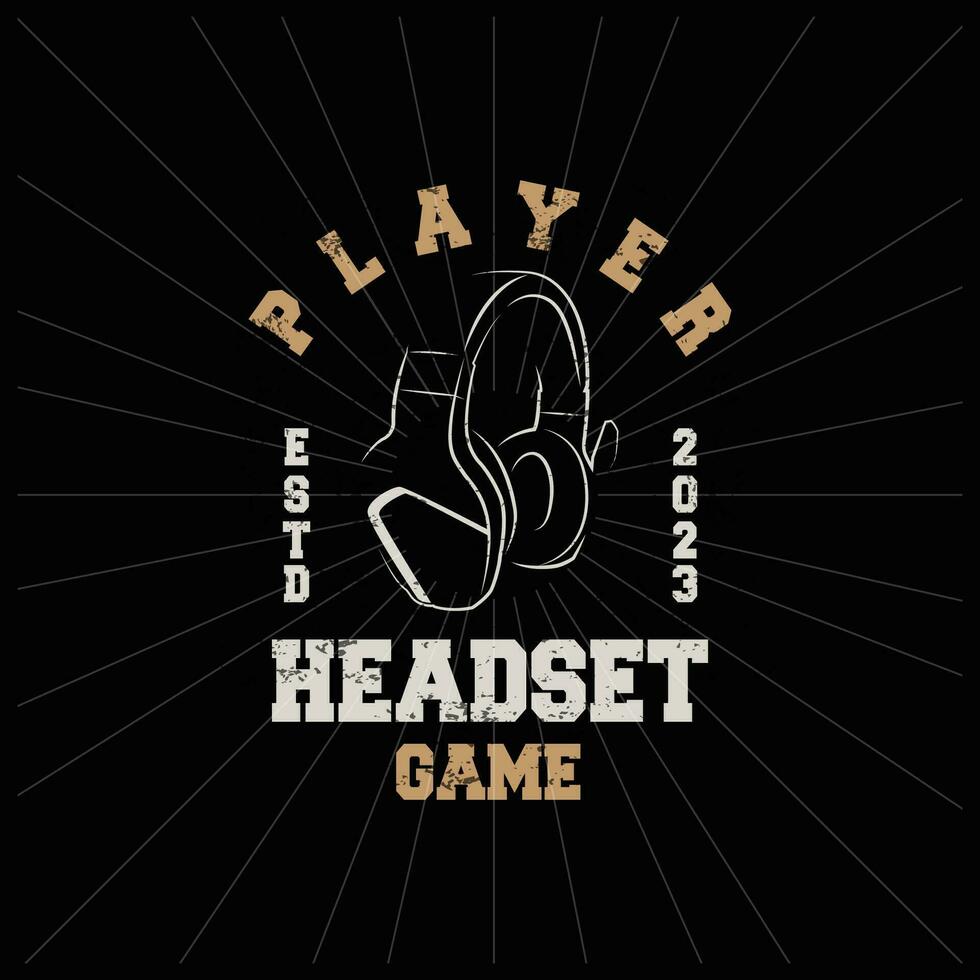 Headset Logo Design Simple Headset Gamer Illustration Template vector