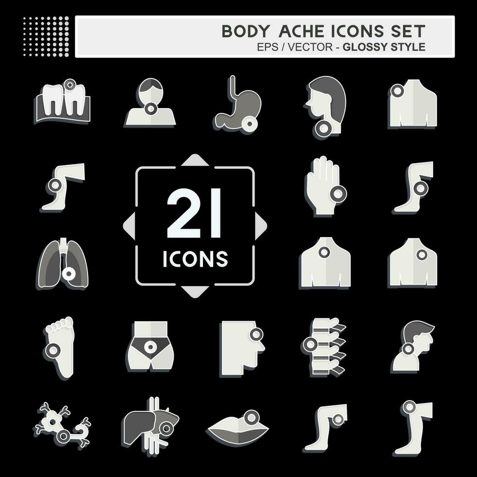 Icon Set Body Ache. related to Healthy symbol. glossy style. simple design editable. simple illustration vector