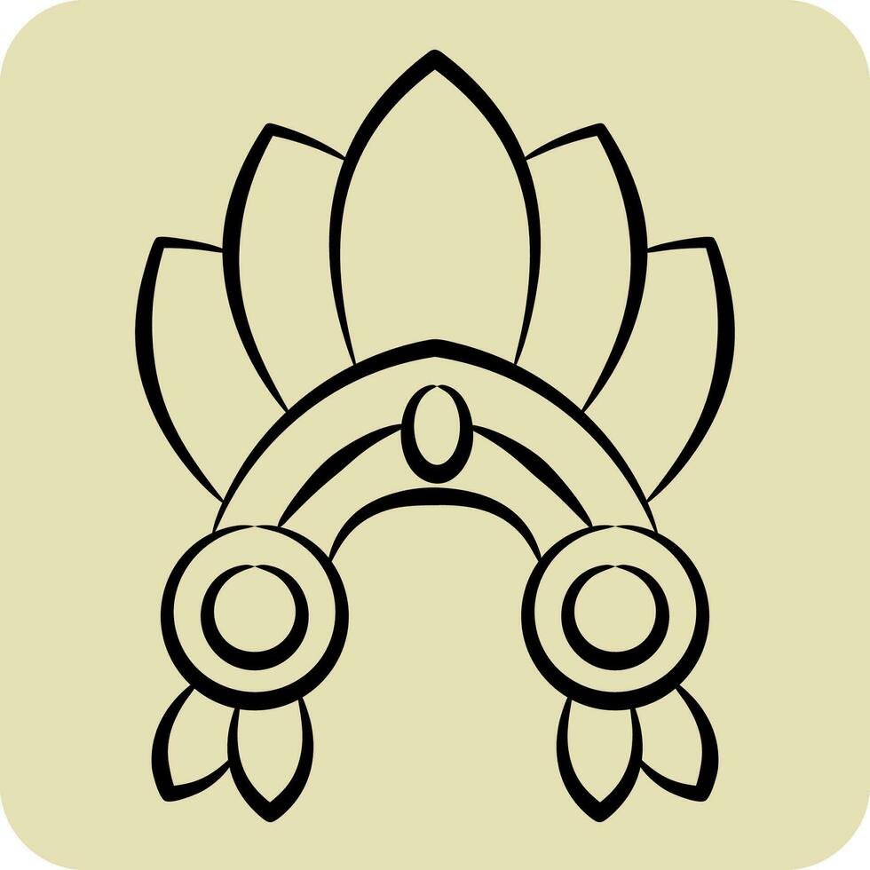 Icon Indian Red Crown. related to Indigenous People symbol. hand drawn style. simple design editable. simple illustration vector