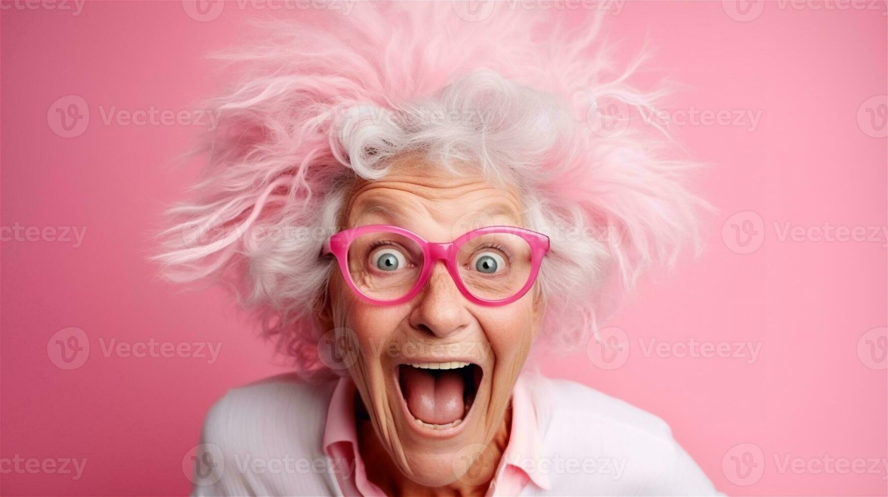 Generative AI, close-up of elderly smiling woman, happiness look photo