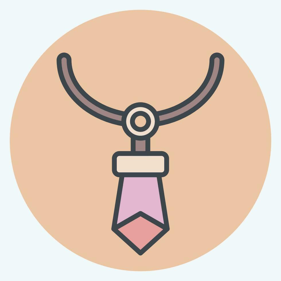 Icon Crystal Necklace. related to Indigenous People symbol. color mate style. simple design editable. simple illustration vector