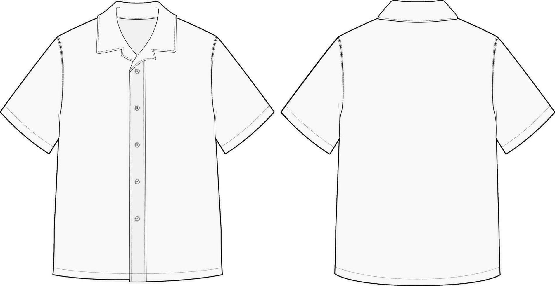 Short Sleeve Button Up Shirt Vector Design Template