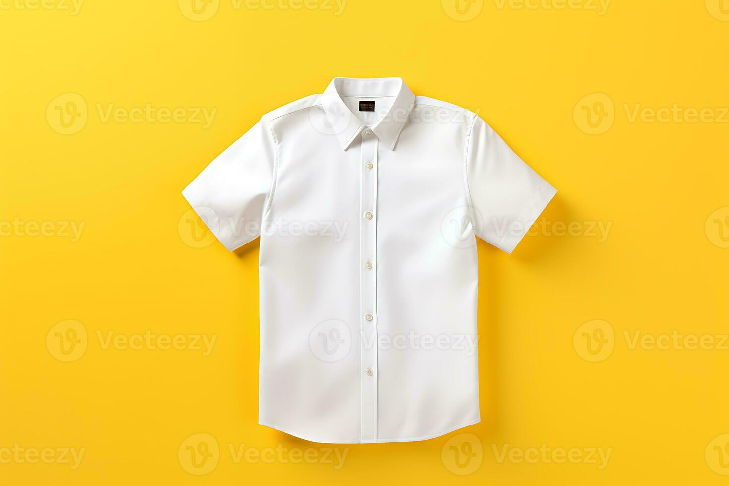 White polo shirt isolated on yellow background AI Generated photo