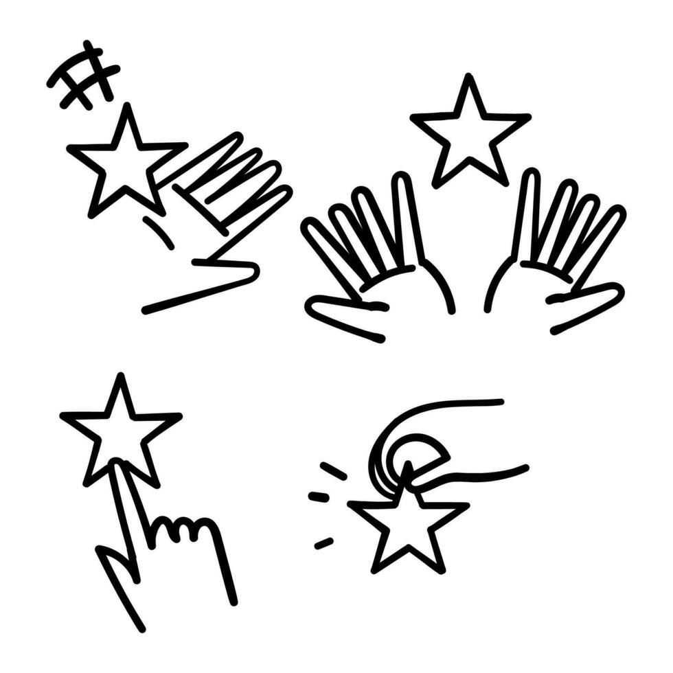 hand drawn doodle hand holding star shape illustration vector
