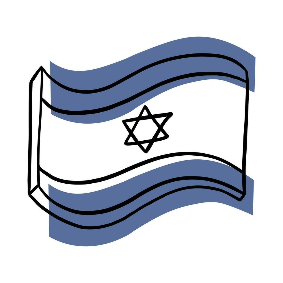 Israel flag doodle. Hanukkah. Symbol of Israel vector