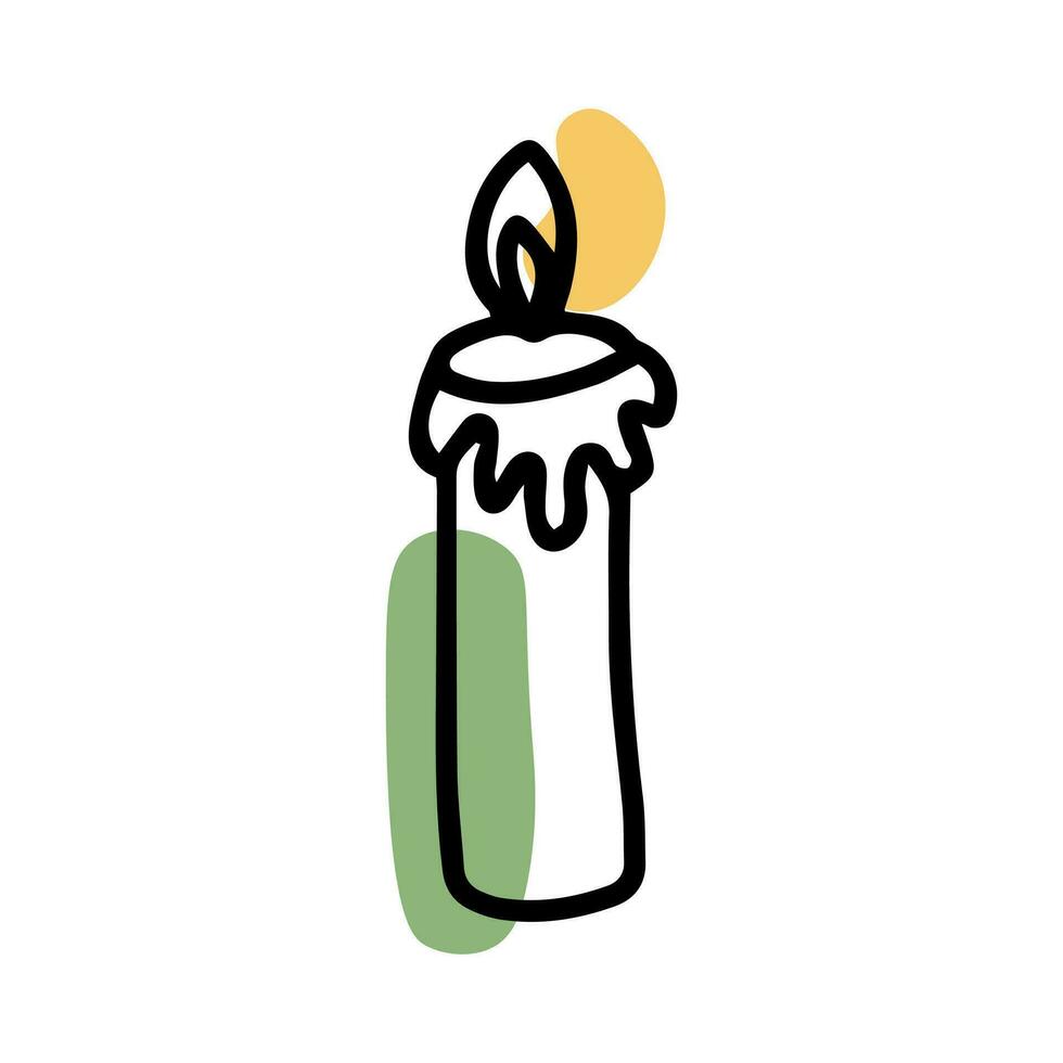 Hanukkah candle doodle. A candle for comfort. Hygge candle vector