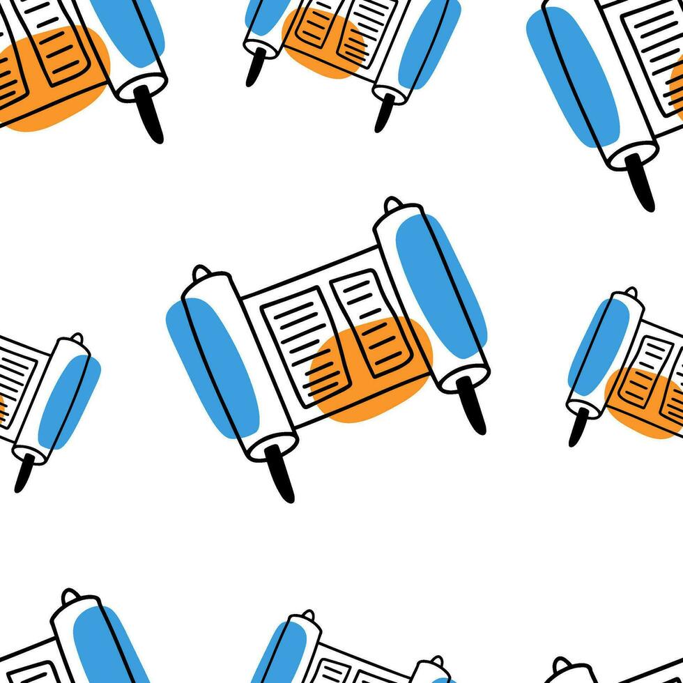 Seamless pattern Doodle Torah, the divine word of God. Hanukkah vector