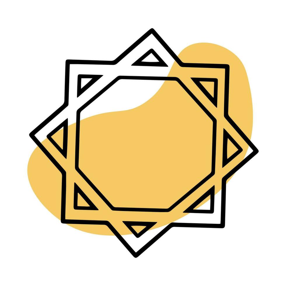 Doodle octagonal star. Hanukkah. Jewish symbol vector