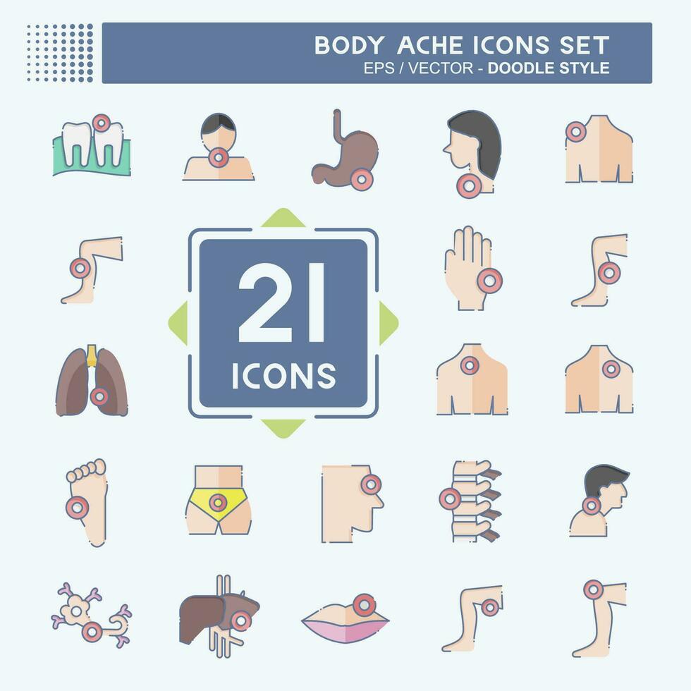 Icon Set Body Ache. related to Healthy symbol. doodle style. simple design editable. simple illustration vector