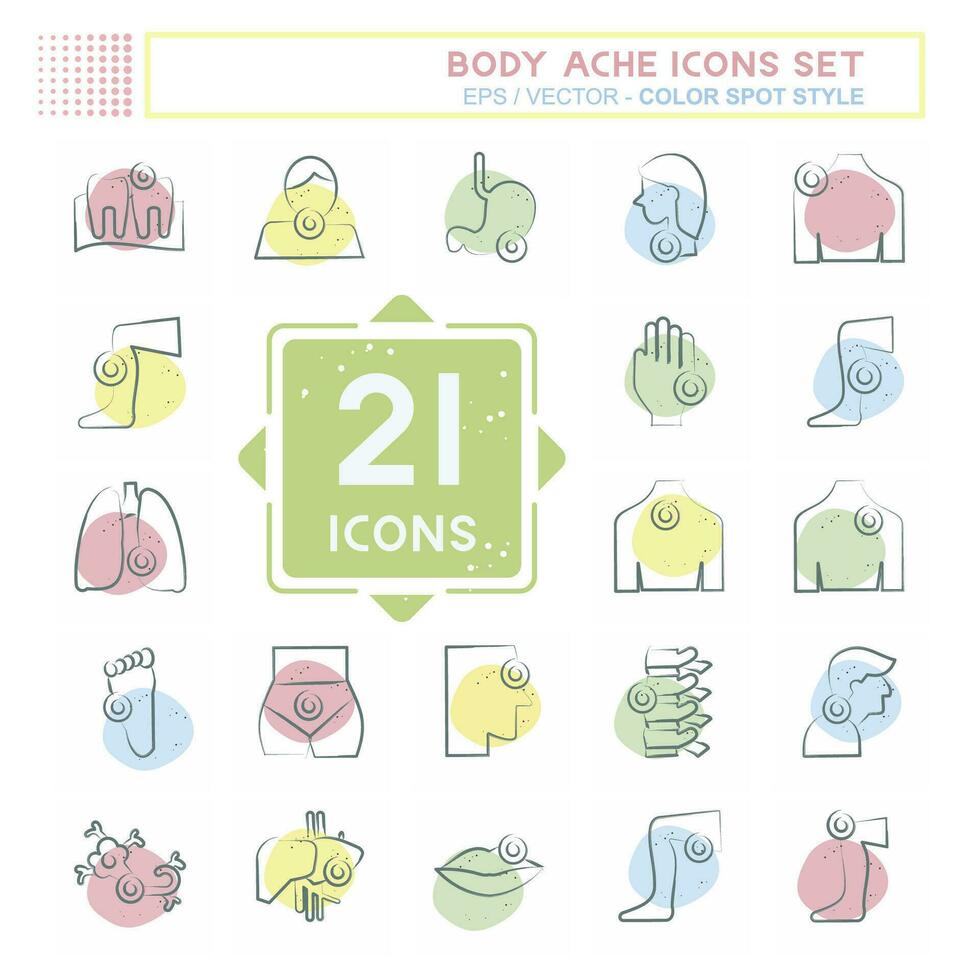 Icon Set Body Ache. related to Healthy symbol. Color Spot Style. simple design editable. simple illustration vector
