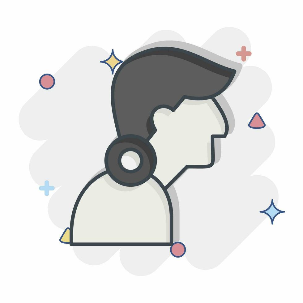 Icon Neck Pain. related to Body Ache symbol. comic style. simple design editable. simple illustration vector