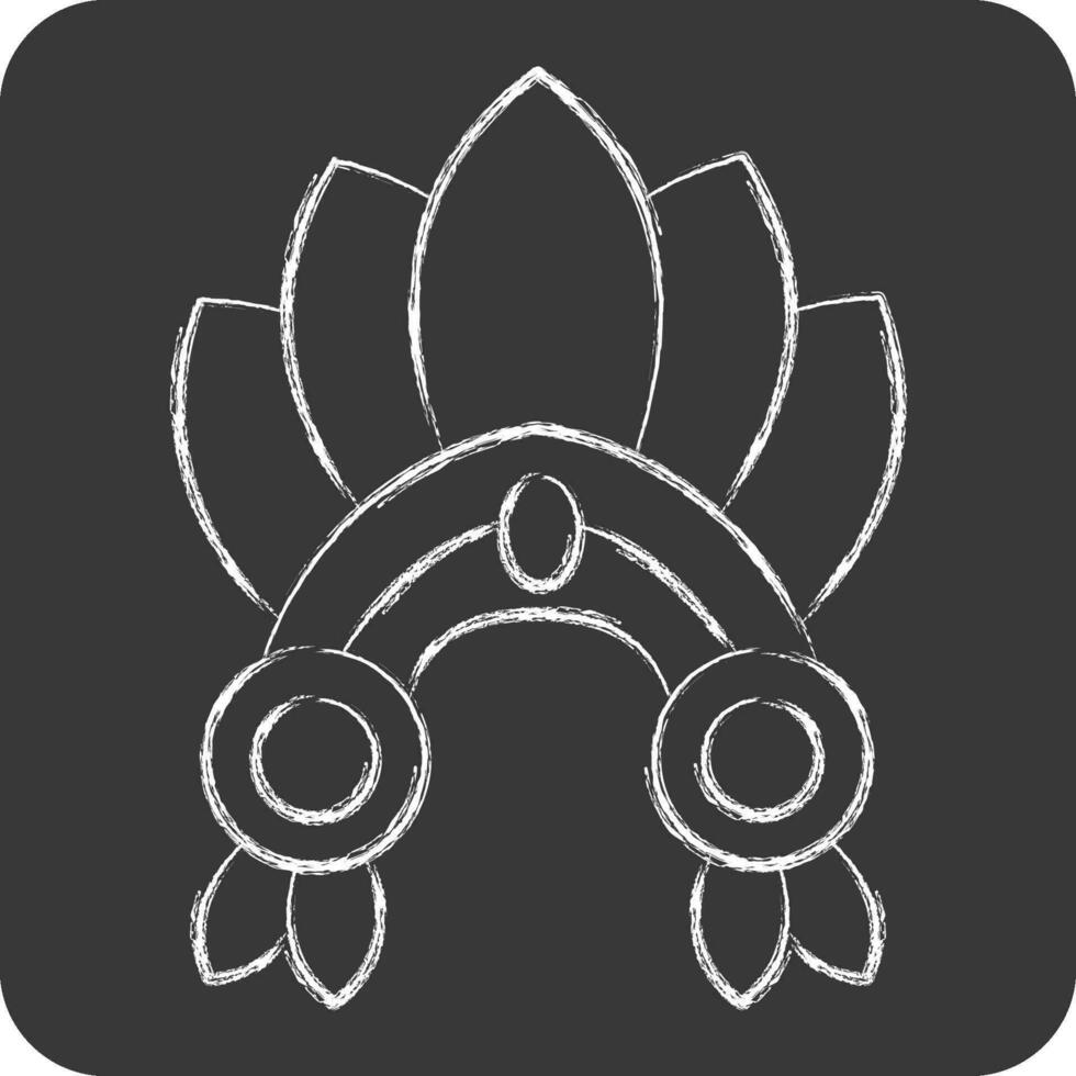 icono indio rojo corona. relacionado a indígena personas símbolo. tiza estilo. sencillo diseño editable. sencillo ilustración vector