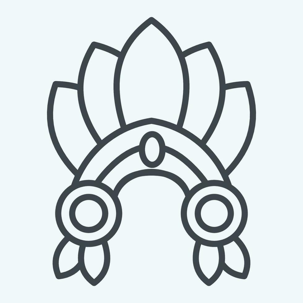 icono indio rojo corona. relacionado a indígena personas símbolo. línea estilo. sencillo diseño editable. sencillo ilustración vector