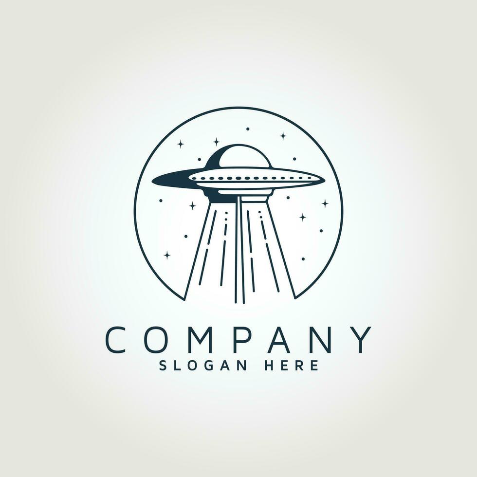 flat ufo logo illustration design, simple alien ship symbol vector