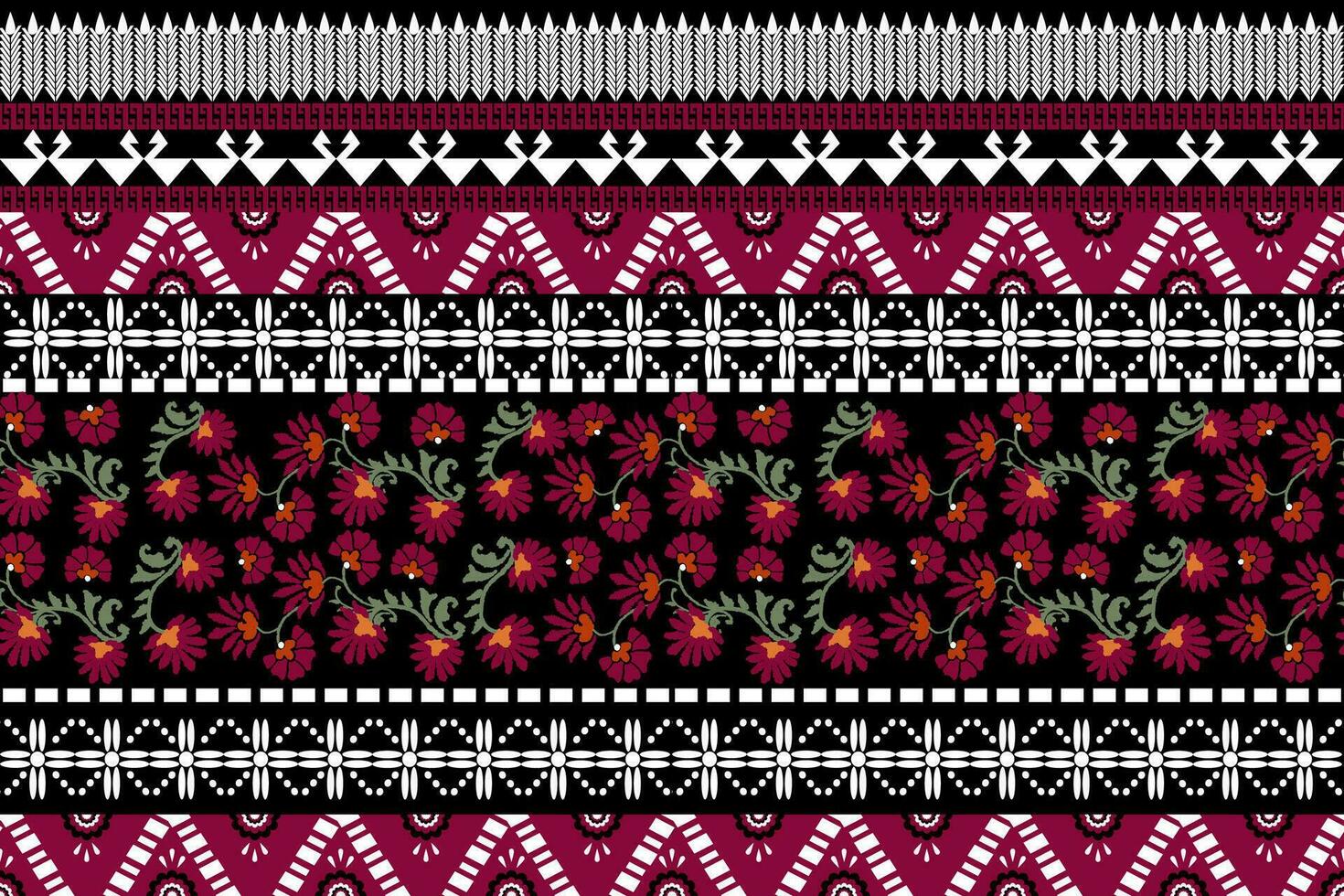 sin costura modelo con floral frontera étnico vector floral ilustración en asiático textil.étnico fronteras