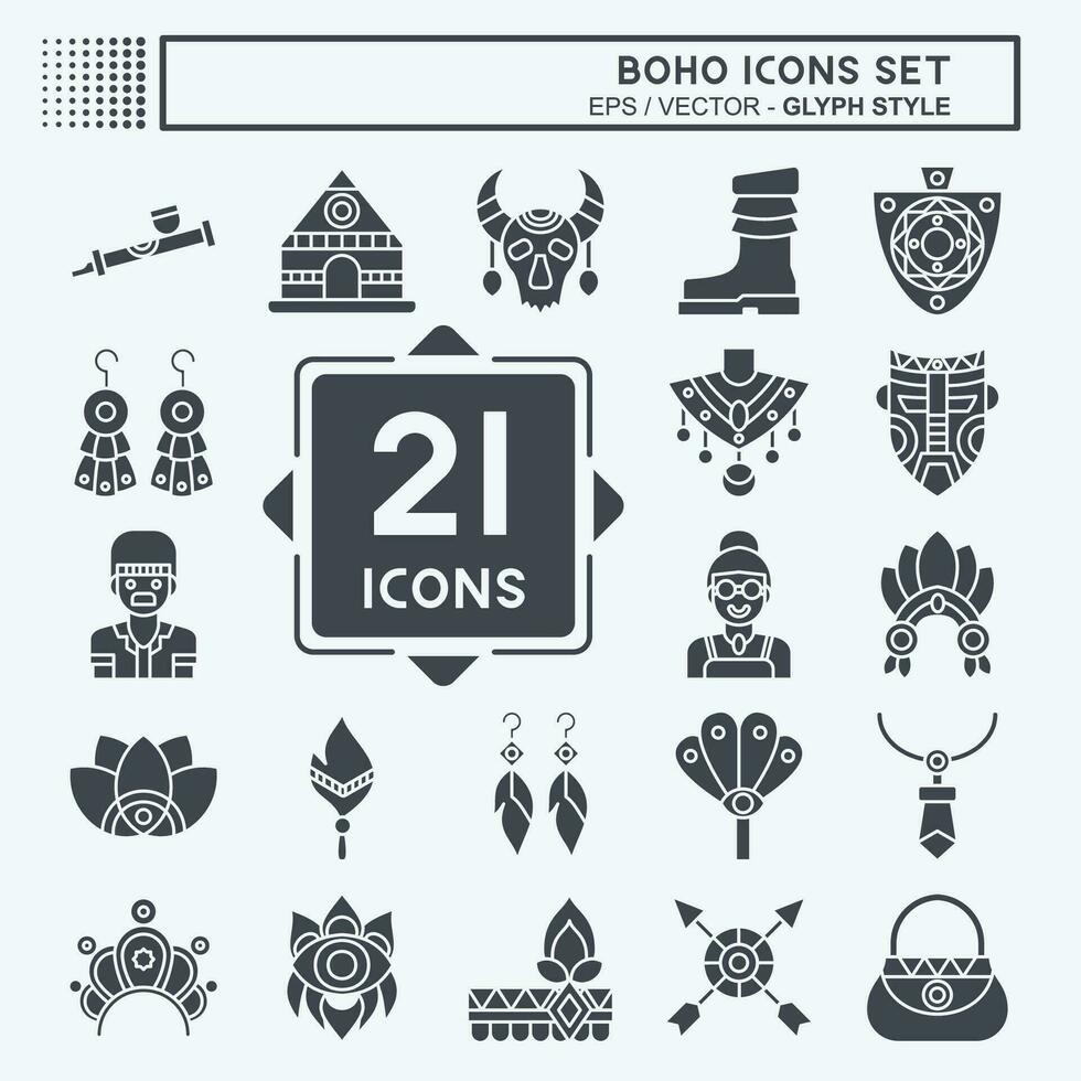 Icon Set American,Indian. related to Indigenous People symbol. glyph style. simple design editable. simple illustration vector