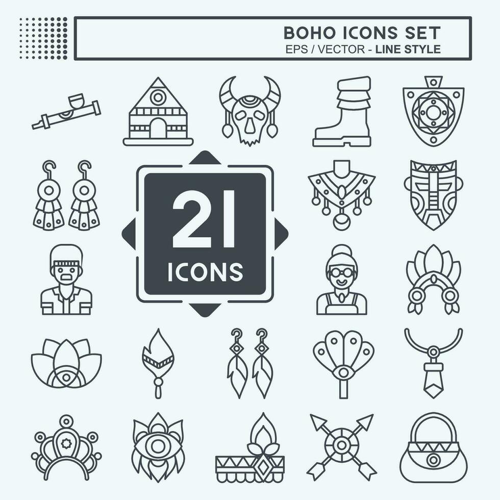 Icon Set American,Indian. related to Indigenous People symbol. line style. simple design editable. simple illustration vector