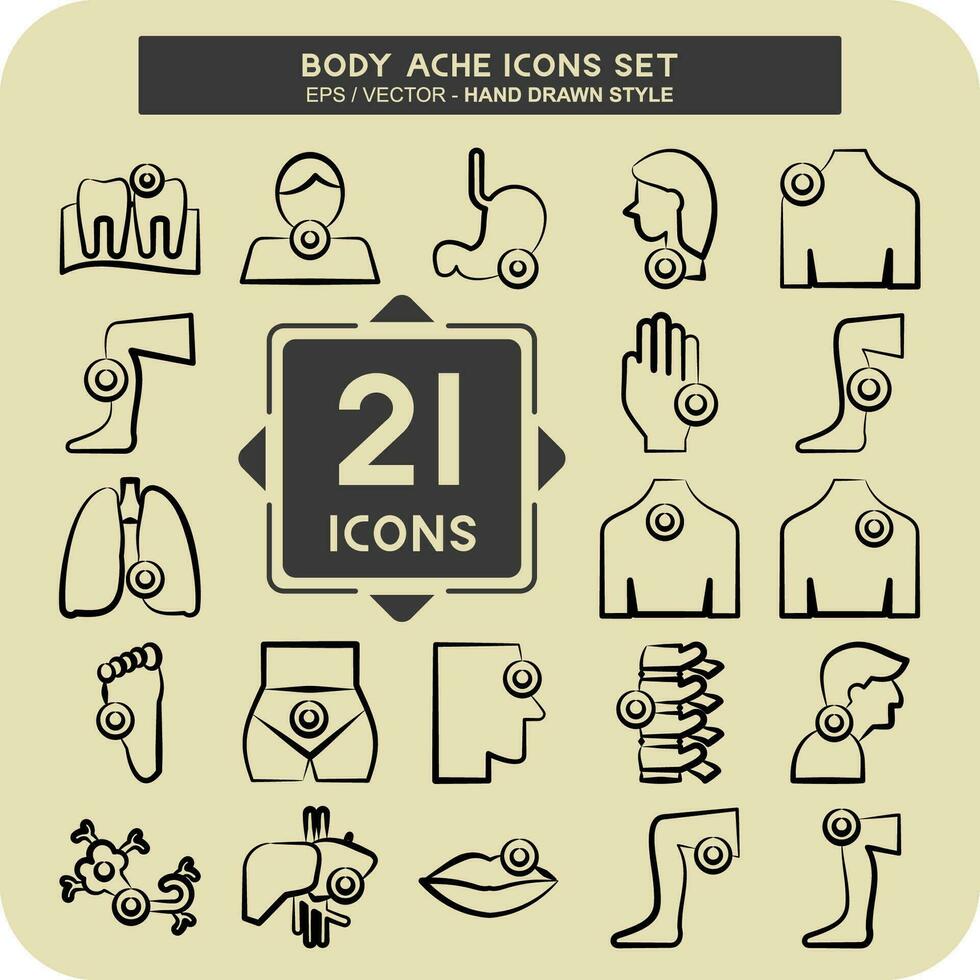 Icon Set Body Ache. related to Healthy symbol. hand drawn style. simple design editable. simple illustration vector