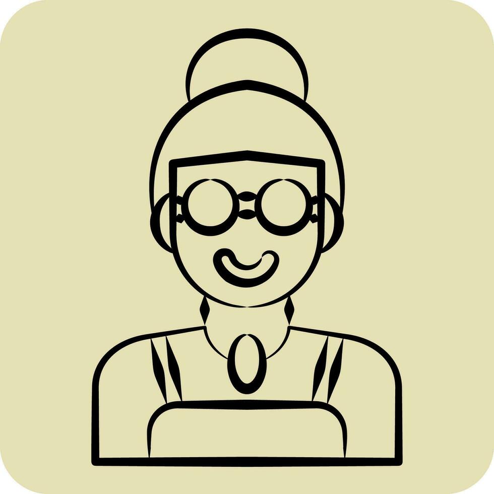 Icon Lady. related to Indigenous People symbol. hand drawn style. simple design editable. simple illustration vector