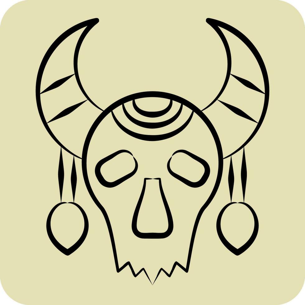 Icon Skull Cow. related to Indigenous People symbol. hand drawn style. simple design editable. simple illustration vector