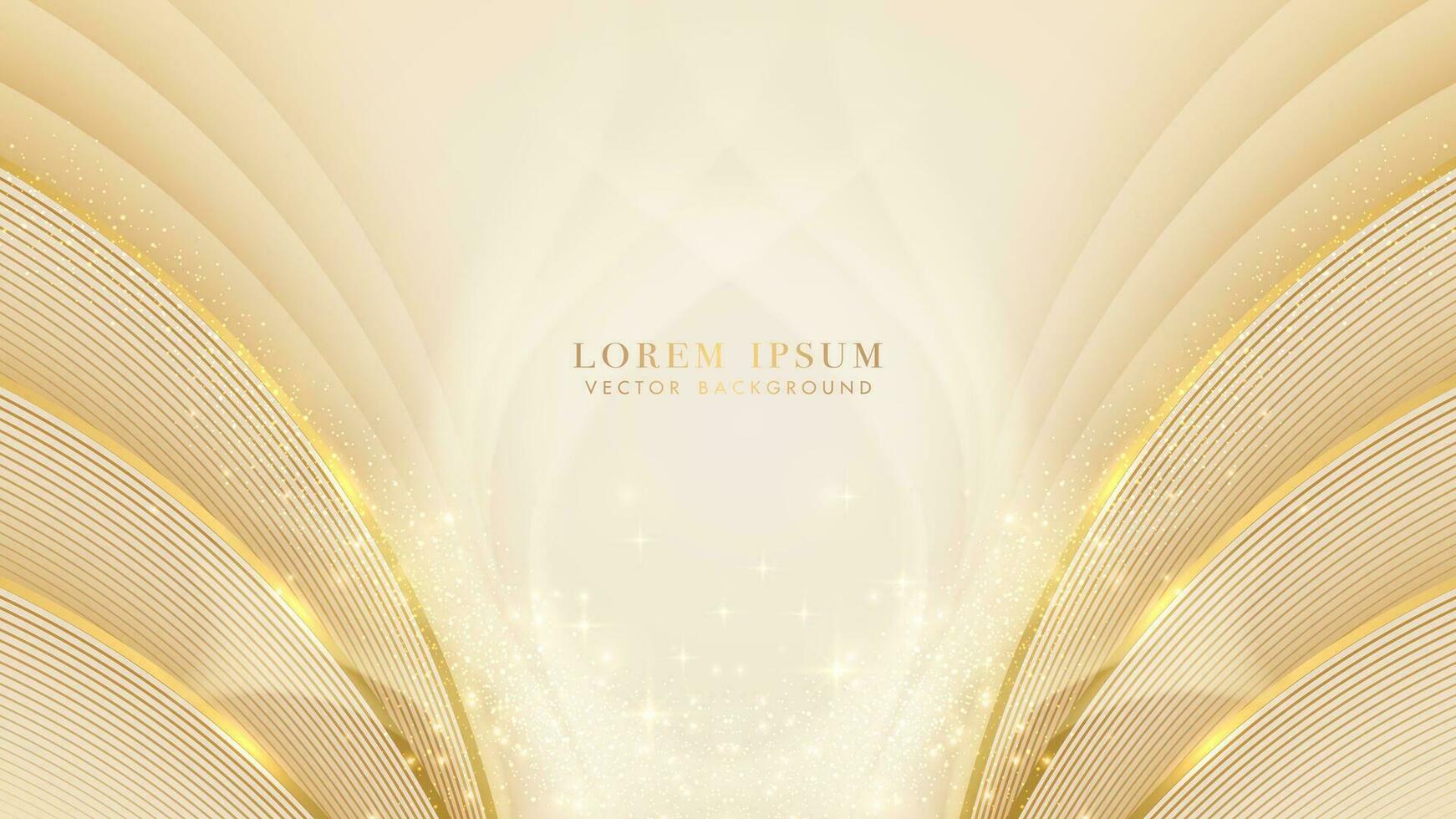 Luxury style design background. Gold curve, golden lines elements and glitter light shiny decoration vector