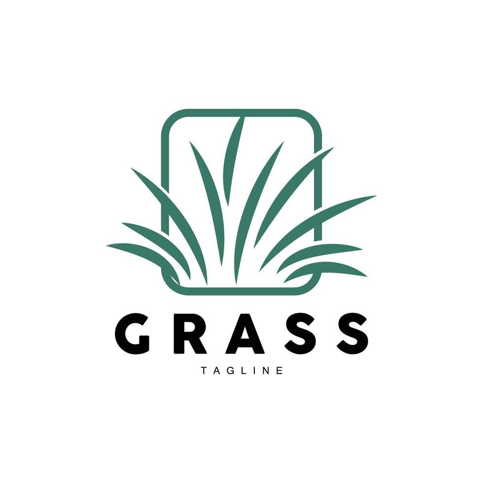 Green Grass Logo Design, Farm Landscape Illustration, Natural Scenery Vector