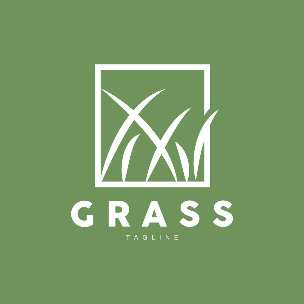 Green Grass Logo Design, Farm Landscape Illustration, Natural Scenery Vector