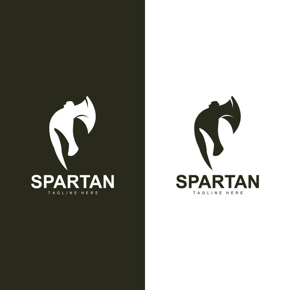 Spartan Warrior Logo Simple Illustration Silhouette Vector Design