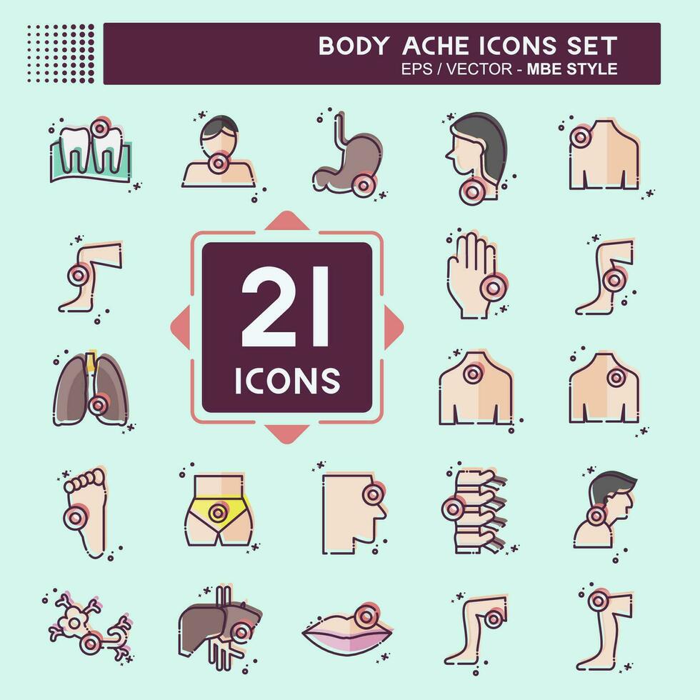 Icon Set Body Ache. related to Healthy symbol. MBE style. simple design editable. simple illustration vector