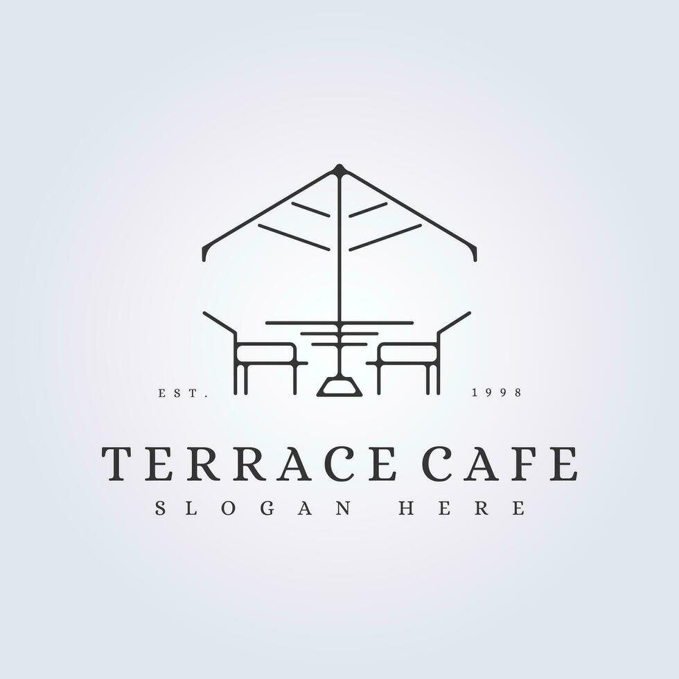 outdoor terrace cafe logo symbol icon sign line art vector illustration design