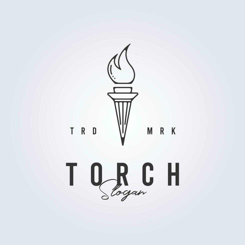 simple torch fire logo line art symbol icon template background vector illustration design