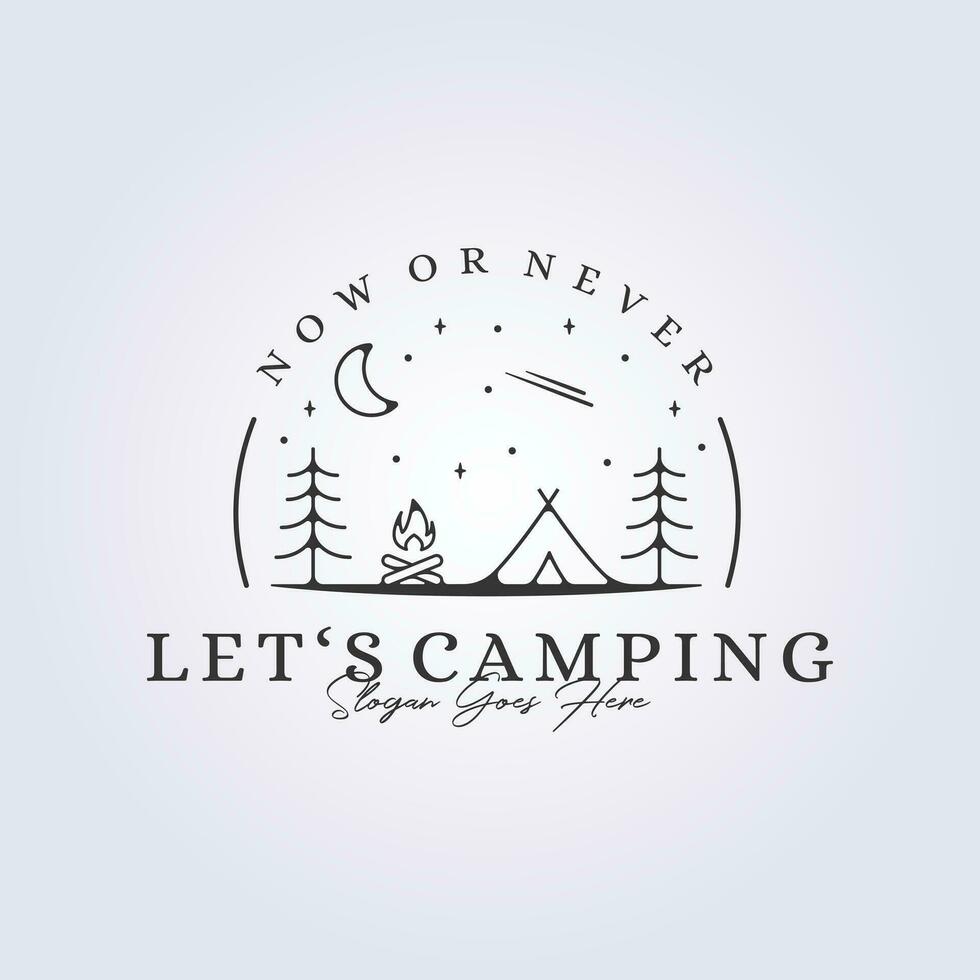 night camping logo badge sticker icon symbol vector illustration design