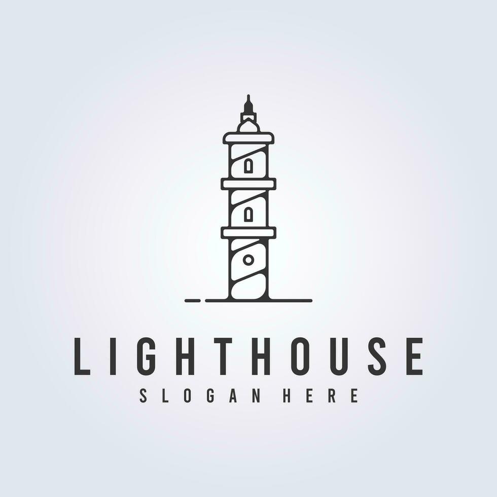 lighthouse symbol logo icon line art vector illustration template background design