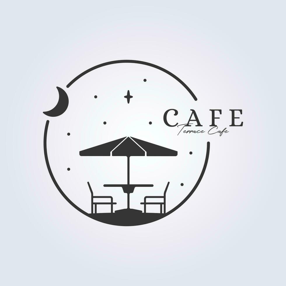 outdoor terrace cafe logo symbol icon sign line art vector illustration design