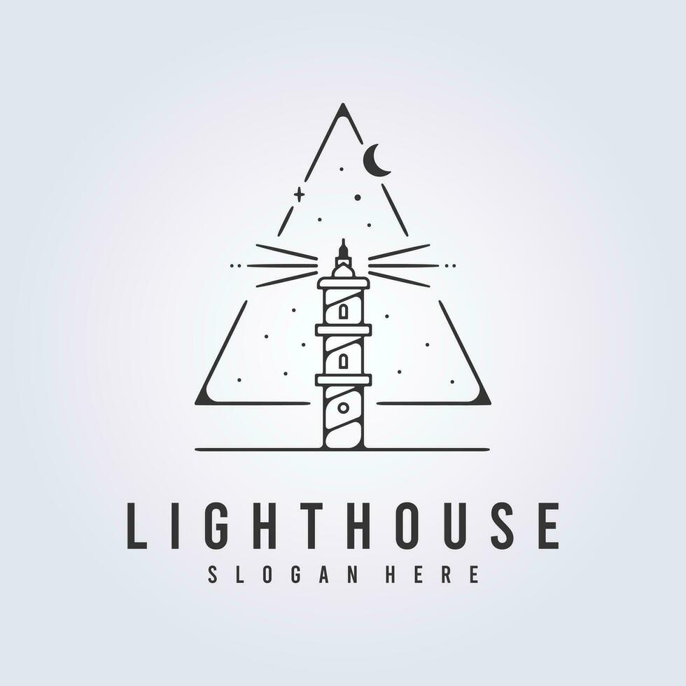 lighthouse symbol logo icon line art vector illustration template background design