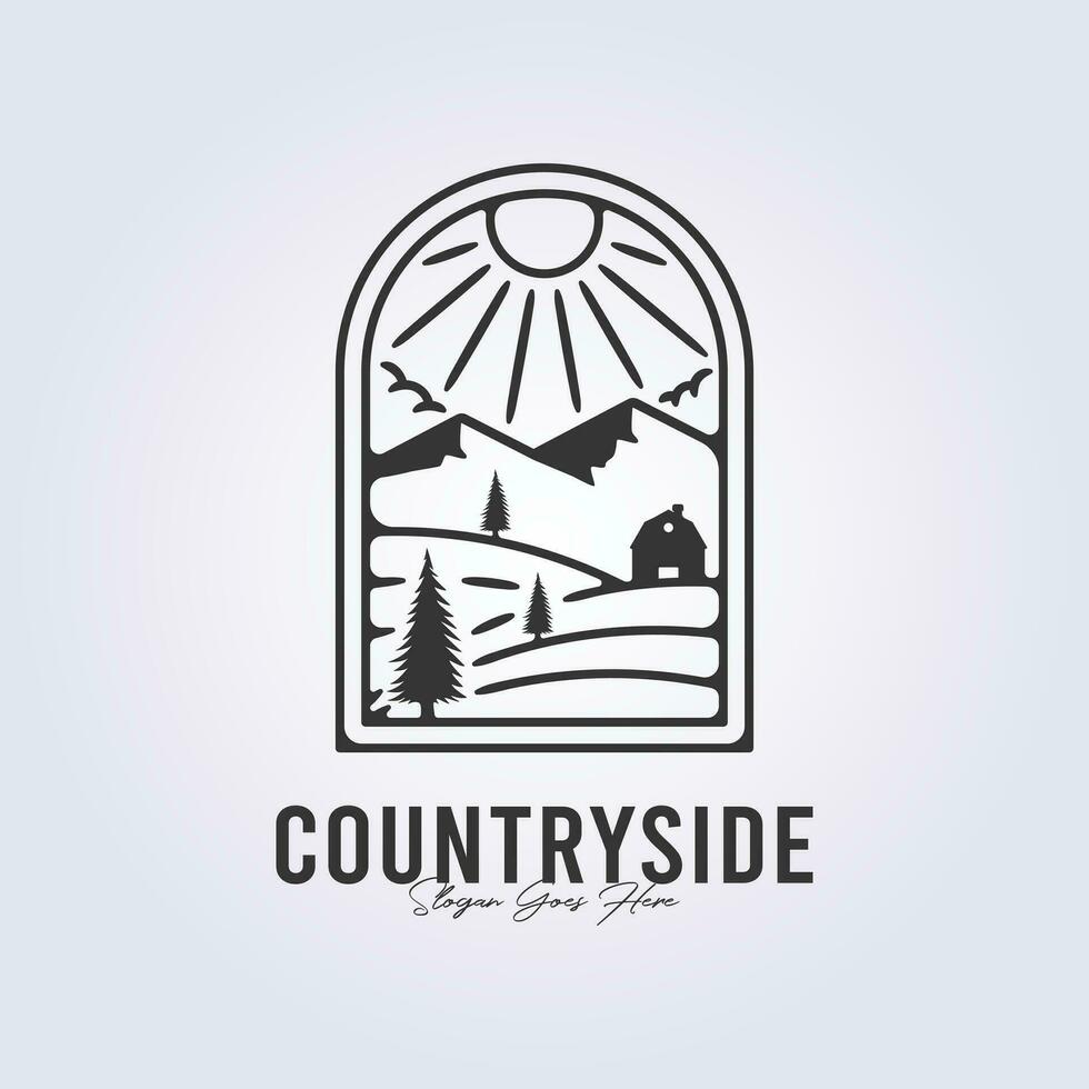 countryside rustic farm logo vintage retro symbol vector illustration design