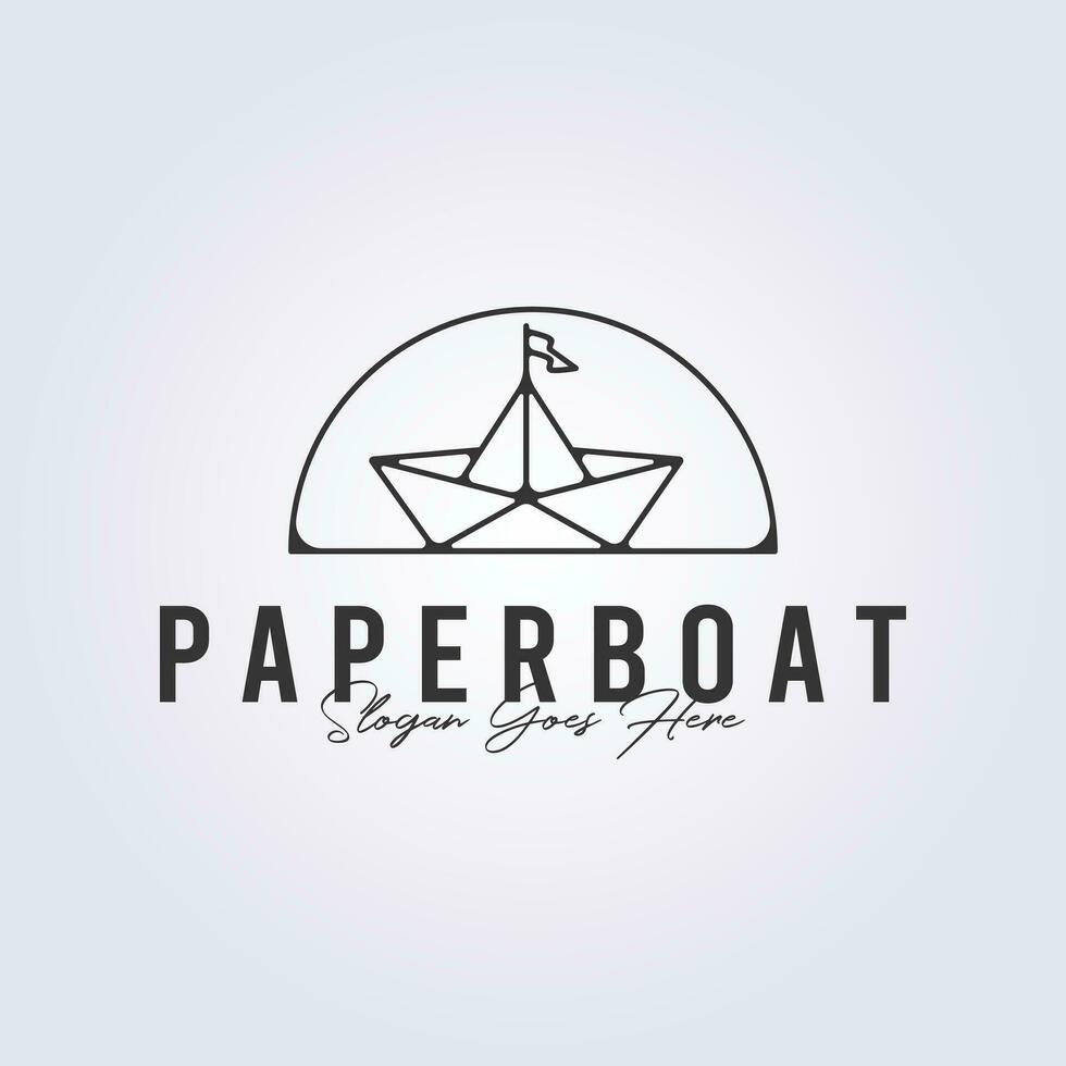 paper boat line art vector logo illustration design