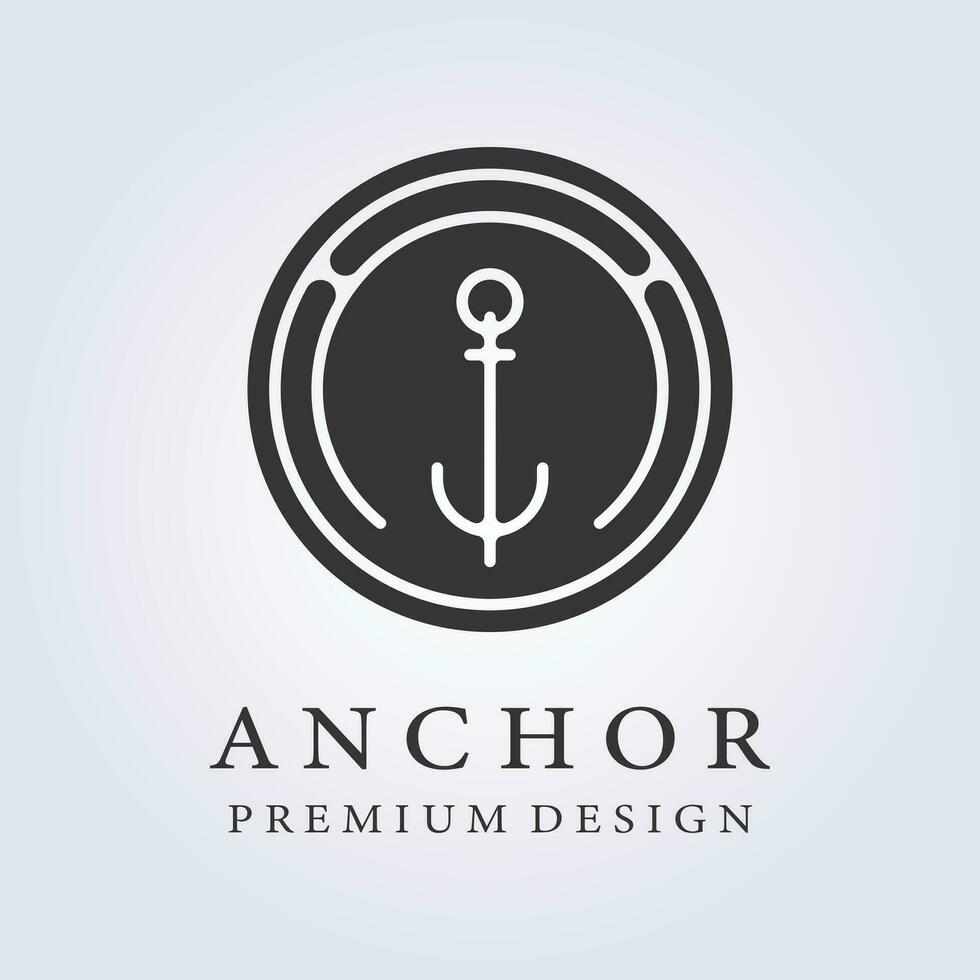 nautical anchor logo icon symbol line art marine sign template background vector illustration design