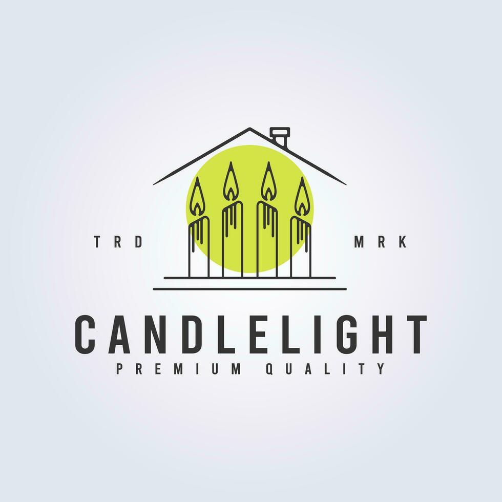 candle light logo line art minimalist simple icon symbol vector illustration design