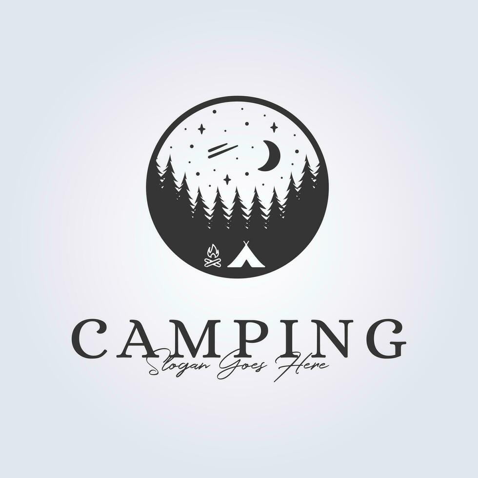 night camping logo badge sticker icon symbol vector illustration design