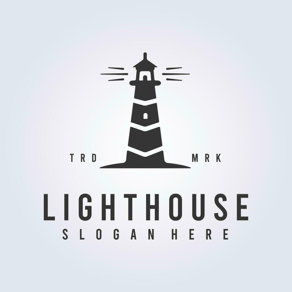 lighthouse symbol logo icon black vintage vector illustration template background design