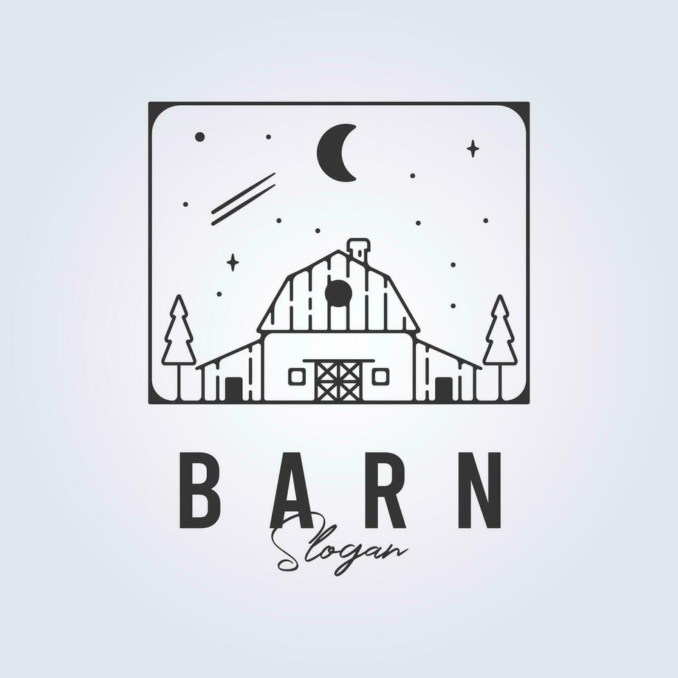 barn house rustic logo line art icon symbol template background vector illustration design