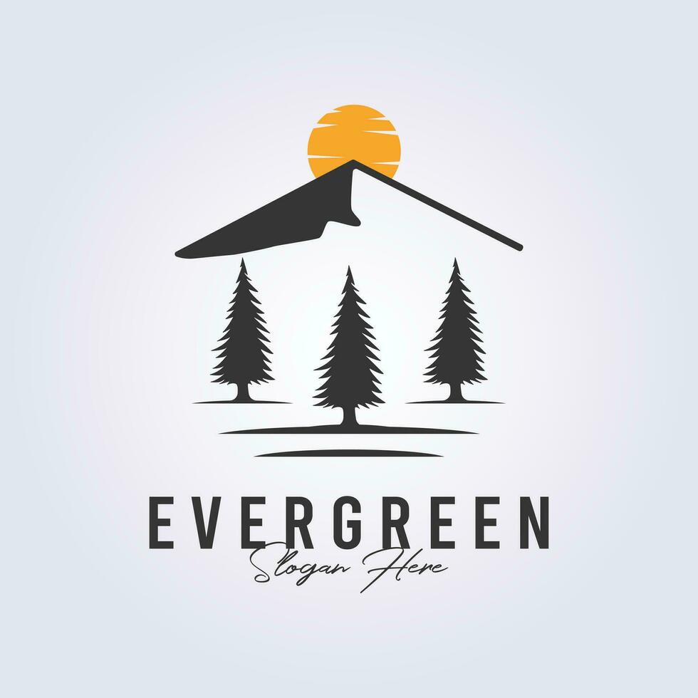 evergreen logo pine tree icon symbol vector illustration design