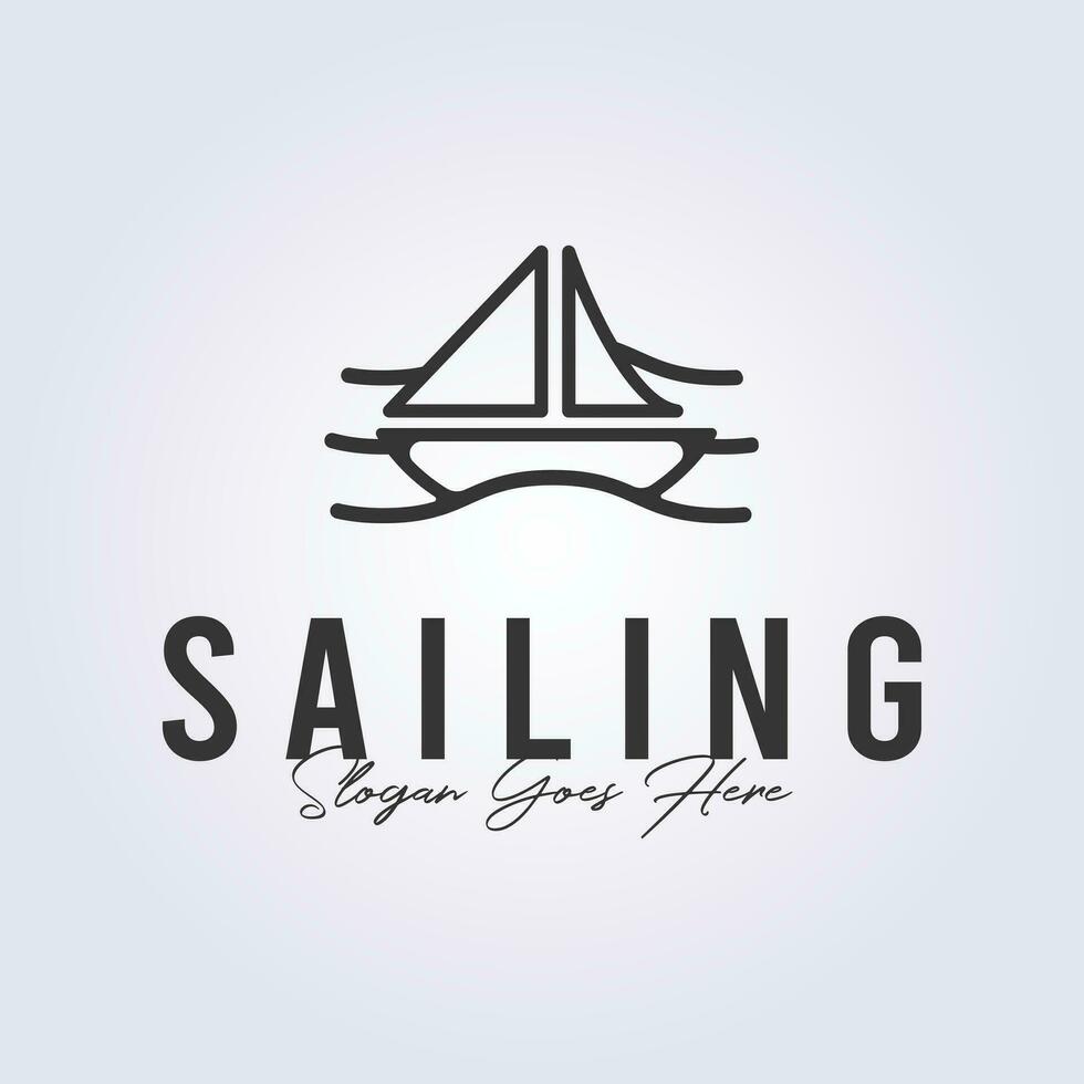 paper sail boat line art vector logo illustration design