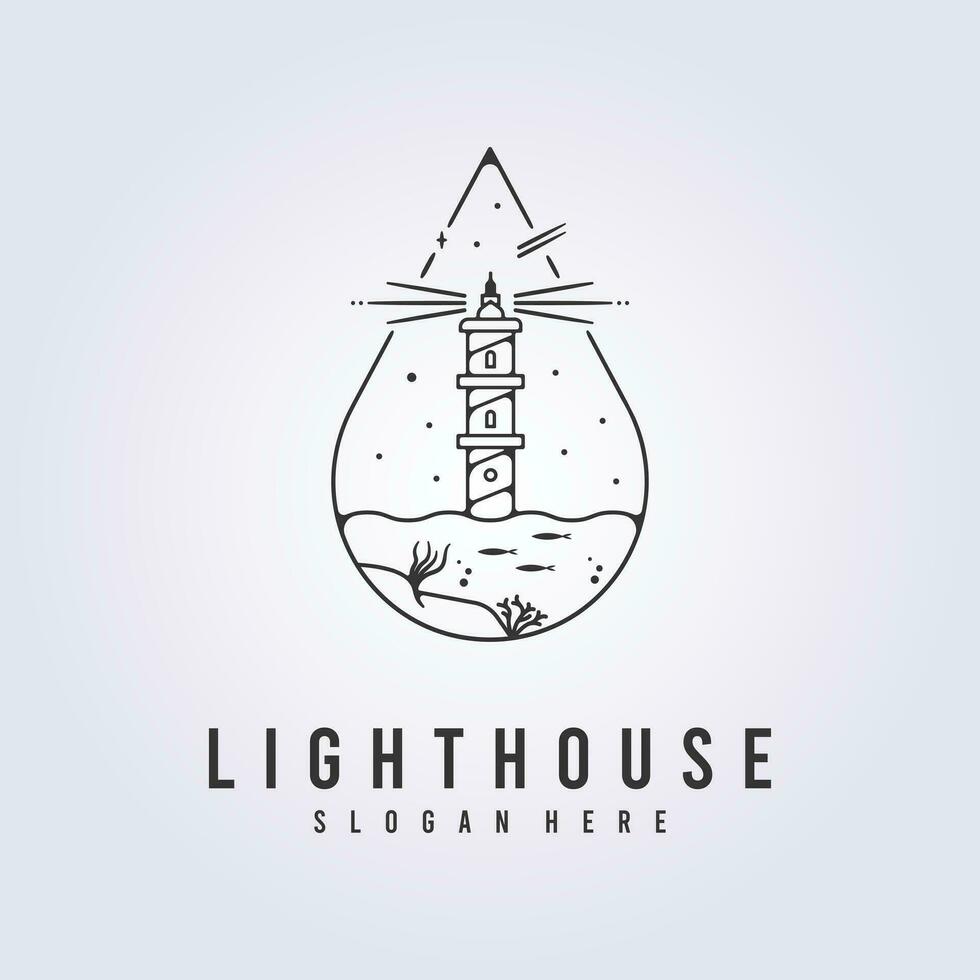 lighthouse symbol logo icon line art vector illustration template background design