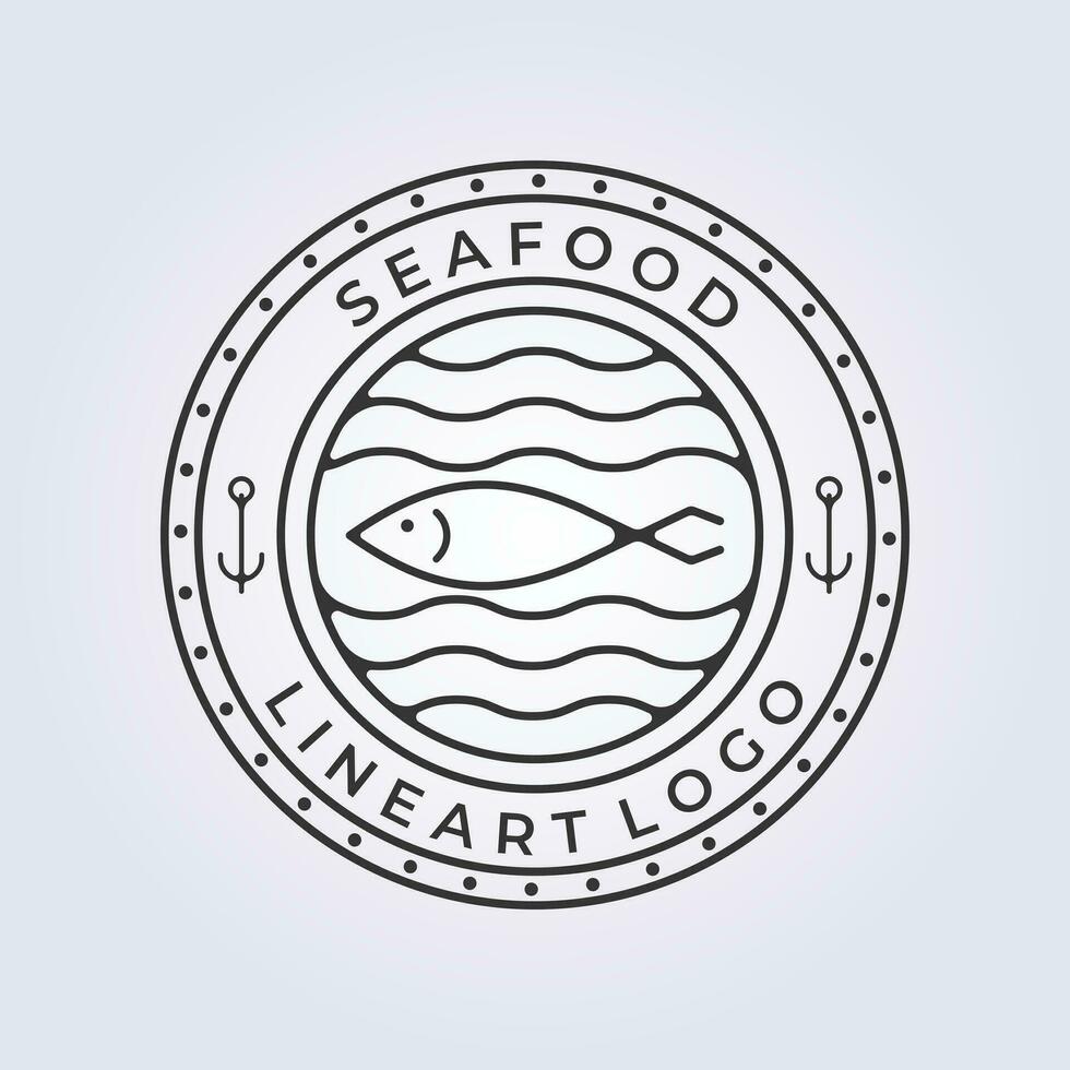 seafood fish logo line art  icon symbol sign template background vector illustration design